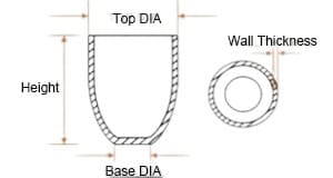Conical Cylinder crucible dimension diagram HM