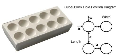 Magnesium Oxide Cupel Block dime